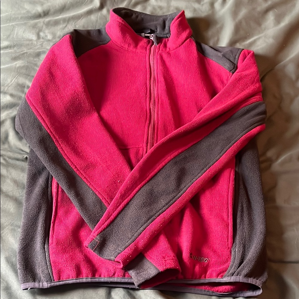 Red and Gray Fleece Jacket